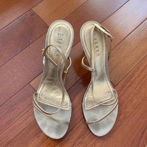 Ralph Lauren strappy gold heels
